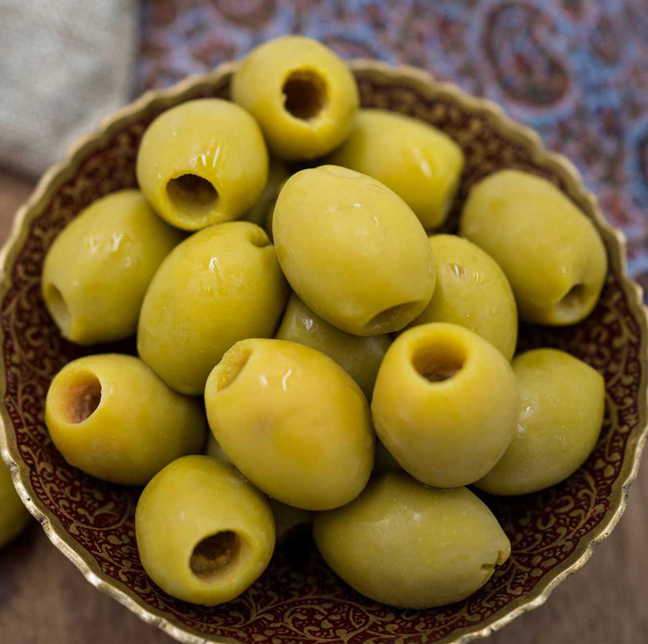 Pitted green olives