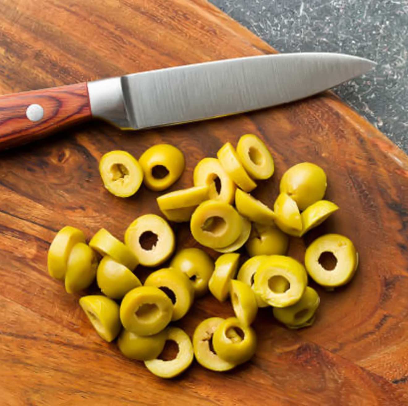 Sliced green olives